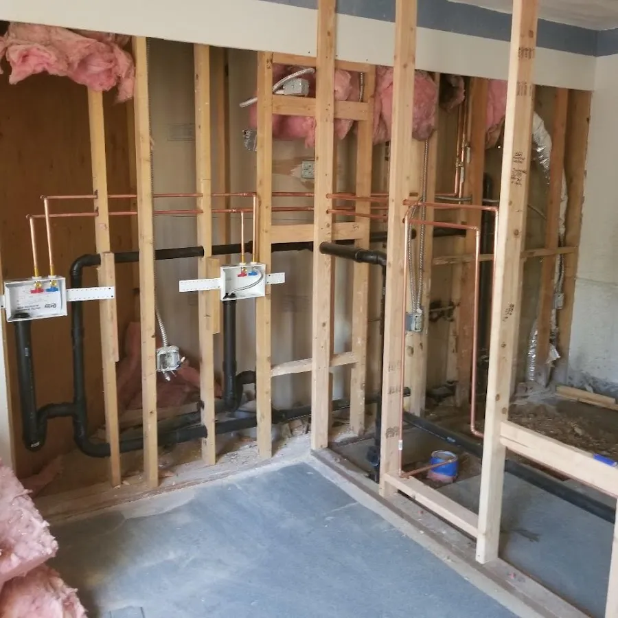 Copper pipe rough-in and plumbing installation in Whitman